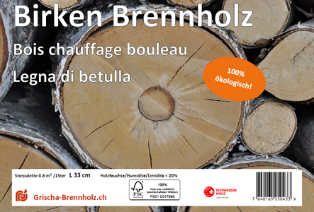 Sterpalette Birke von Grischa Brennholz in Chur, Graubünden